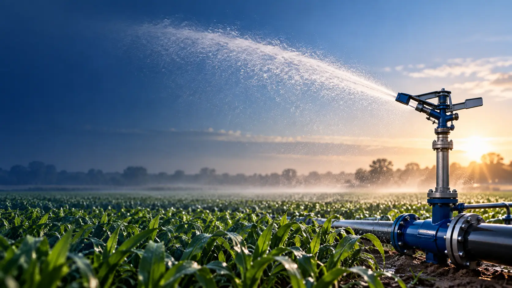 Sistema de riego en una aplicación agrícola